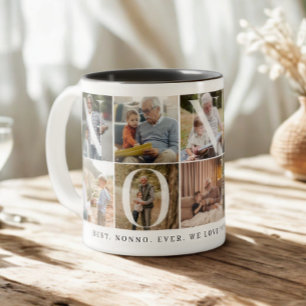 Bestes Nonno-je, 10 Foto Grid-Geschenk für Opa Zweifarbige Tasse