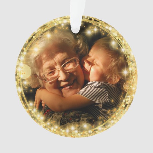 Bestes Oma Custom Foto Golden Circle Ornament (Vorderseite)