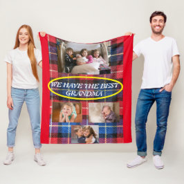 Bestes Oma in Karierten Fotos mit 4 Familienangehö Fleecedecke