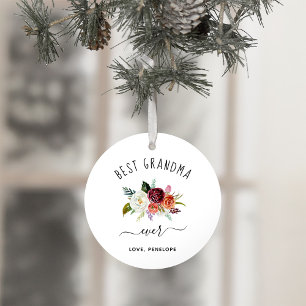 Bestes Oma je  Burgund Boho Floral Foto Ornament