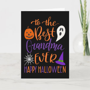 Bestes Oma je Halloween in Orange und Lila Karte