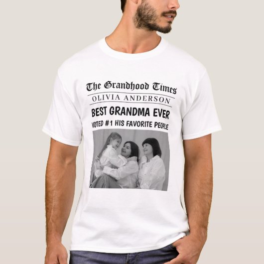 Bestes Oma je Personalisiertes Zeitungs-Foto T-Shirt (Vorderseite)