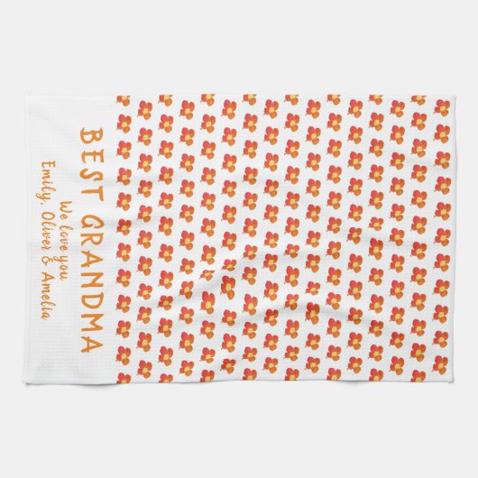 Bestes Oma Red Summer Blume Pattern Geschirrtuch (Horizontal)