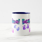 Bestes Oma scherzt Handdruck-Geschenke Zweifarbige Tasse (Mittel)