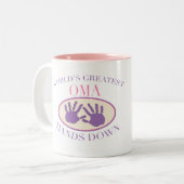 Bestes Oma übergibt unten T - Shirt Zweifarbige Tasse (Vorderseite Links)