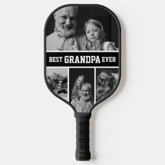 Bestes Opa-Foto Geburtstagsgeschenk Pickleball Schläger (Vorderseite)