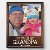 Bestes Opa Großes Foto Rustikales Holz Fotoplatte (Vorderseite)