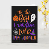 Bestes Opa je Halloween in Orange und Lila Karte (Gelbe Blume)