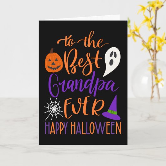 Bestes Opa je Halloween in Orange und Lila Karte (Gelbe Blume)