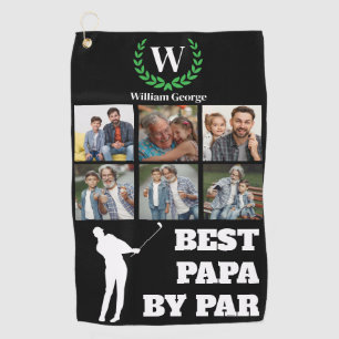 Bestes Papa By Par Custom 6 Foto für Vater oder Gr Golfhandtuch