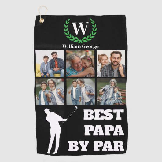 Bestes Papa By Par Custom 6 Foto für Vater oder Gr Golfhandtuch (Vorderseite)