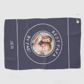Bestes Papa by Par Golfer Modernes Foto Blau Golfhandtuch (Horizontal)
