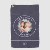Bestes Papa by Par Golfer Modernes Foto Blau Golfhandtuch (Vorderseite)