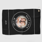 Bestes Papa by Par Golfer Modernes Foto Schwarz Golfhandtuch (Horizontal)