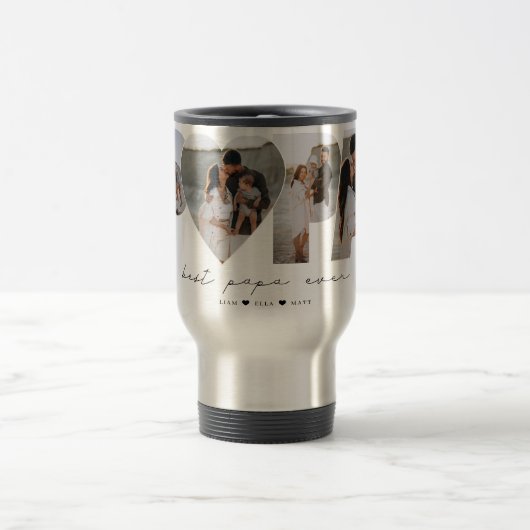 Bestes Papa je 4 Fotomaterial für Vater oder Großv Reisebecher (Mittel)