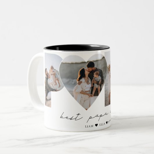 Bestes Papa je 4 Fotomaterial für Vater oder Großv Zweifarbige Tasse (Vorderseite Links)