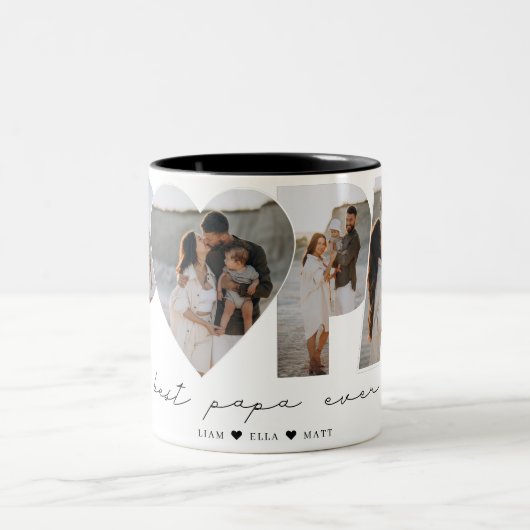 Bestes Papa je 4 Fotomaterial für Vater oder Großv Zweifarbige Tasse (Mittel)