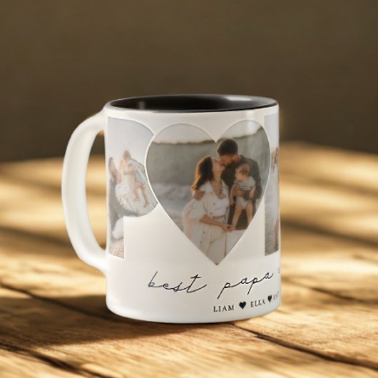 Bestes Papa je 4 Fotomaterial für Vater oder Großv Zweifarbige Tasse