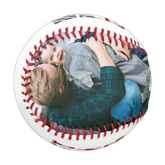 Bestes Papa je Amerikanische Flagge 2 Foto Persona Baseball (Vorderseite Links)