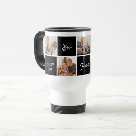 Bestes Papa-je-Foto für Personalisierte Familie Reisebecher (Vorderseite Links)