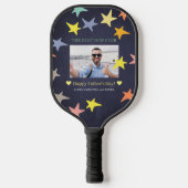 Bestes Papa je Foto personalisiert Pickleball Schläger (Vorderseite)