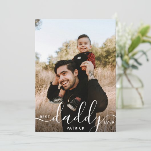 Bestes Papa je Individuelle Name Foto Geschenk für Karte (Stehend Vorderseite)
