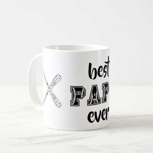 Bestes Papa-jemals-Personalisiertes Baseball-Thema Kaffeetasse (Vorderseite Links)