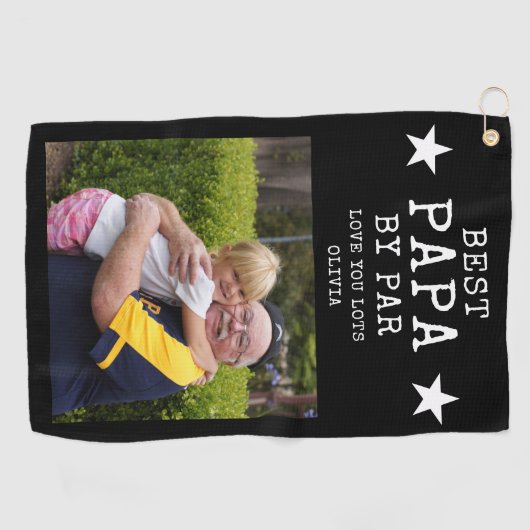 Bestes Papa y Par Grandpa Foto Personalisiertes Ge Golfhandtuch (Horizontal)