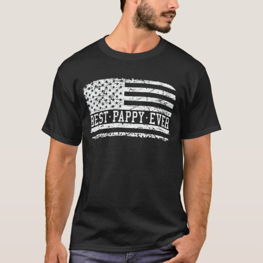 Bestes Pappy je US Flag Grandpa Fathers Day Gesche T-Shirt (Vorderseite)