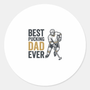 Bestes Pucking Dad Ever Hockey Dad Shirt Design_1 Runder Aufkleber