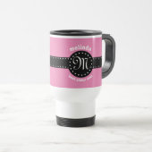 Bestes SCHWESTER überhaupt Tupfen-Monogramm ROSA Reisebecher (VorderseiteRechts)