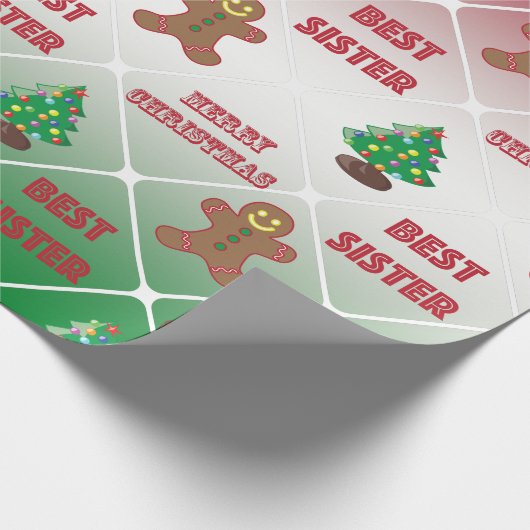 Bestes Schwester Weihnachtsmuster Geschenkpapier (Ecke)