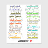 Bestes Set von 20, farbenfroh transparente Namensa Aufkleber (Blatt)