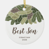 Bestes Sohn Personalisiert Rustikales Geschenk für Keramik Ornament (Vorne)