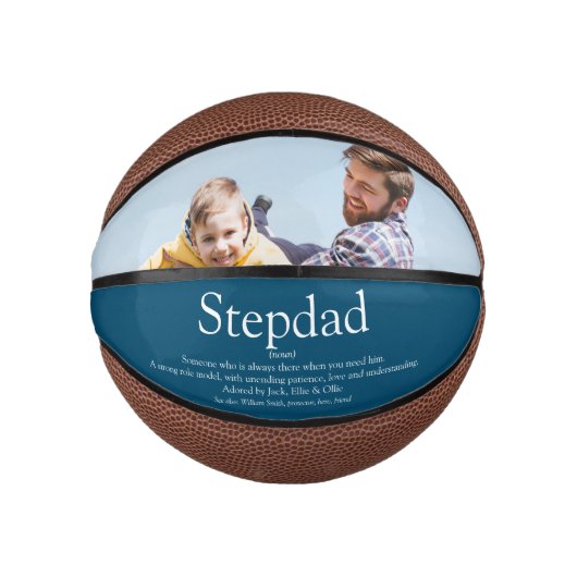 Bestes Stepfather Stepdad je Definition Foto Blau Mini Basketball (Vorderseite)