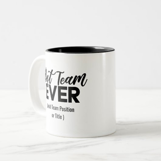 Bestes Team je | Individuelle Name oder Arbeitspla Zweifarbige Tasse (Vorderseite Links)