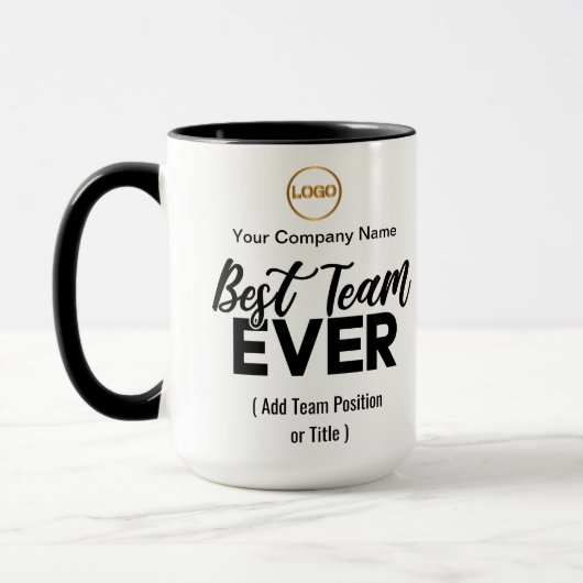 Bestes Team je | Individuelle Name und Logo Zweifarbige Tasse (Links)