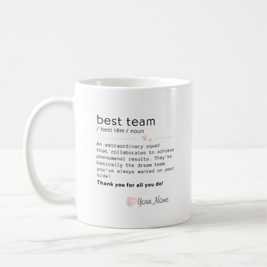 Bestes Team - Niedliches Minimalistisches Design m Kaffeetasse (Links)