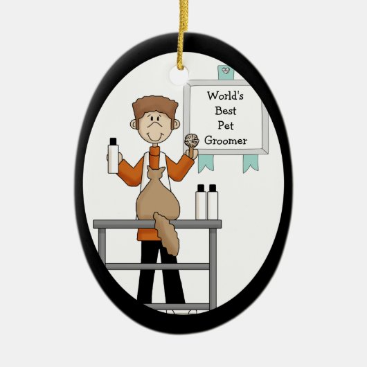 Bestes Tier-Groomer-Ornament Keramikornament (Vorne)