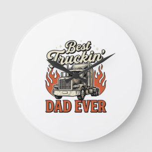 Bestes Truckin-Vater-T-Shirt im Vintage-Stil_1 Große Wanduhr