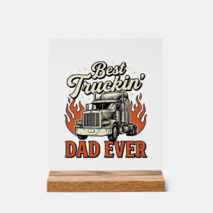 Bestes Truckin-Vater-T-Shirt mit Vintage-LKW-Motiv Acrylschild