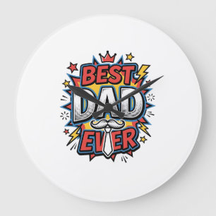 Bestes-Vater-Comic Vintage Gravur Shirt Design Große Wanduhr