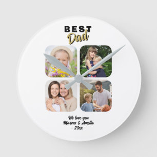 Bestes Vater Vater 4 Familie Foto Runde Wanduhr