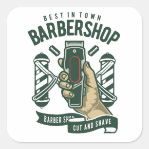 Bestes Vintage-Barbershop-Logo Quadratischer Aufkleber