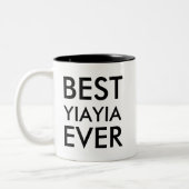 Bestes yiayia überhaupt | Valentinstag-Geschenk Zweifarbige Tasse (Links)