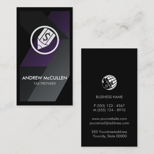 Besteuerung der Steuervorbereitung Visitenkarte (Vorne/Hinten)