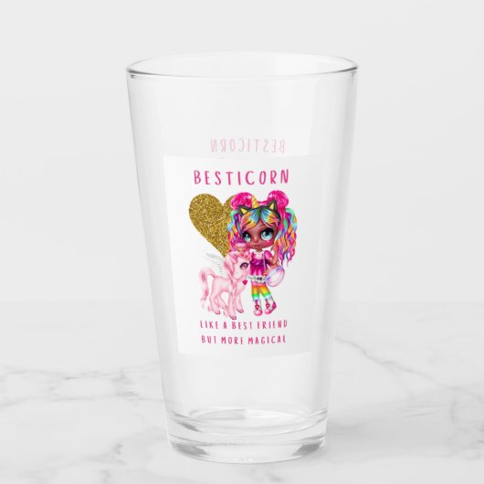 Bestfriend Gift for Girls, Magical Unicorn Pink Glas (Vorderseite)