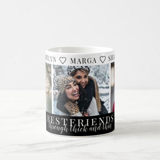 Bestfriends durch dickes und dünnes Drei Foto Kaffeetasse (Mittel)
