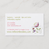 Bestickte Blume Bienenstickermuster Visitenkarte (Rückseite)