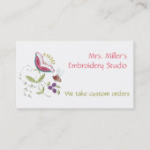 Bestickte Blume Bienenstickermuster Visitenkarte (Vorderseite)